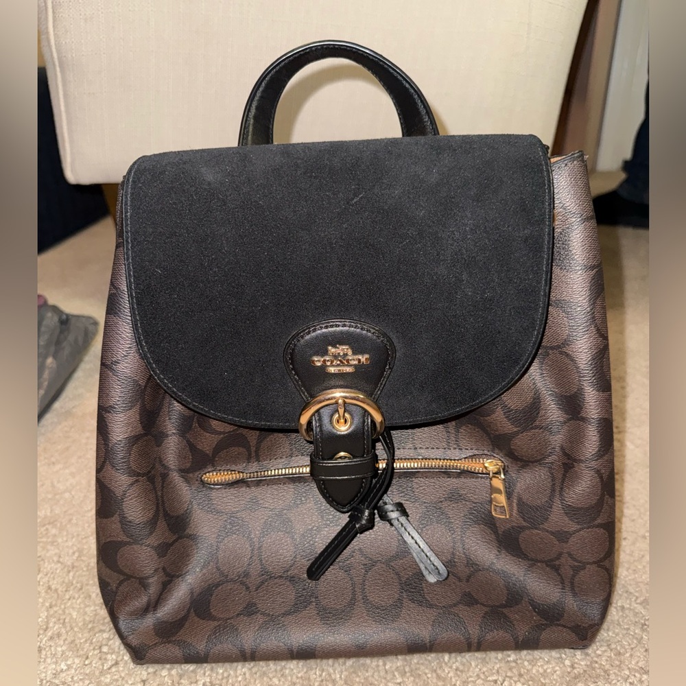 Coach Signature Brown and Black Backpack